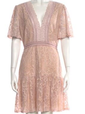 ASTR the Label Blush Pink Lace V-Neck Mini Dress